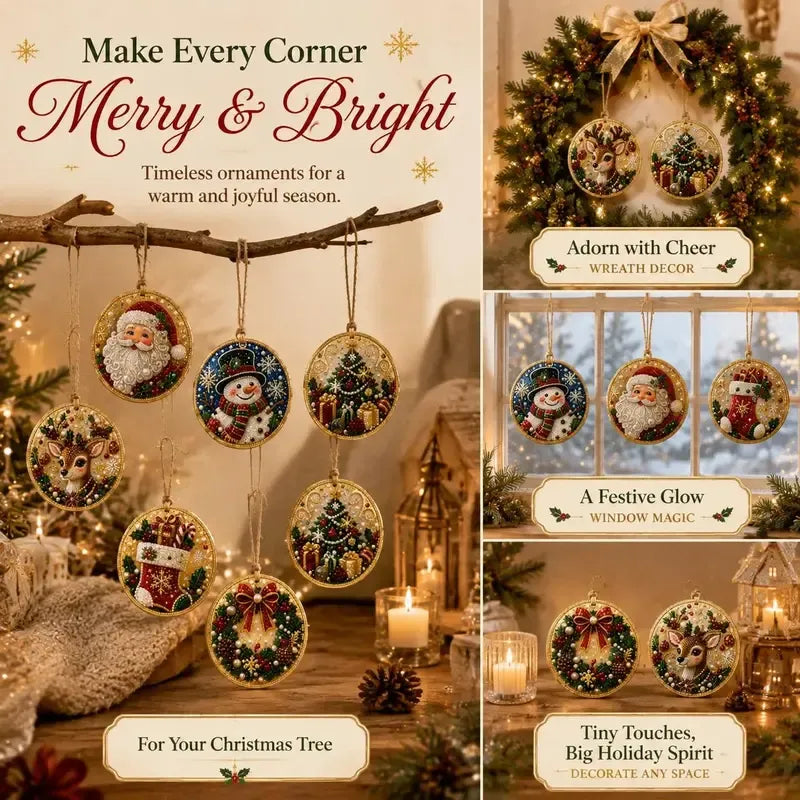 🎄 DIY Christmas Diamond Art Ornament Set ✨ Create Your Own Holiday Magic