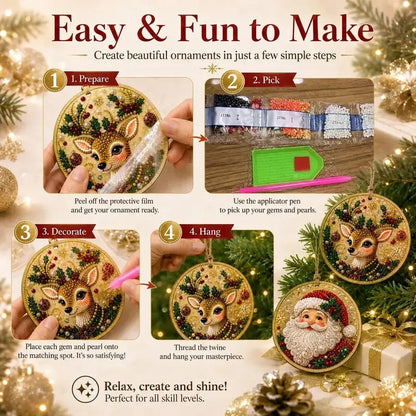 🎄 DIY Christmas Diamond Art Ornament Set ✨