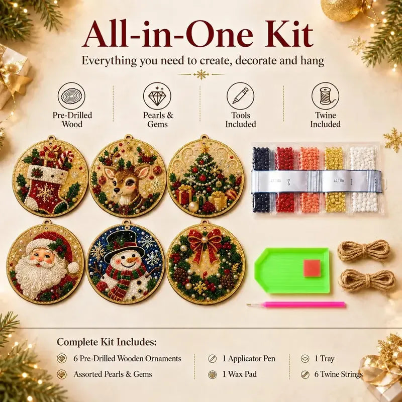 🎄 DIY Christmas Diamond Art Ornament Set ✨ Create Your Own Holiday Magic