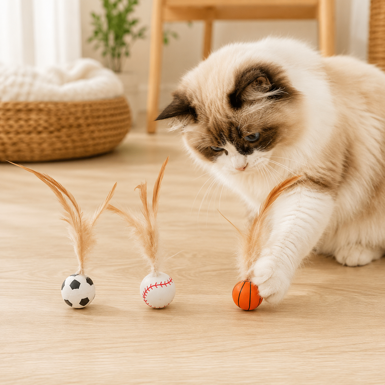 3-Piece Cat Teaser Toy Set