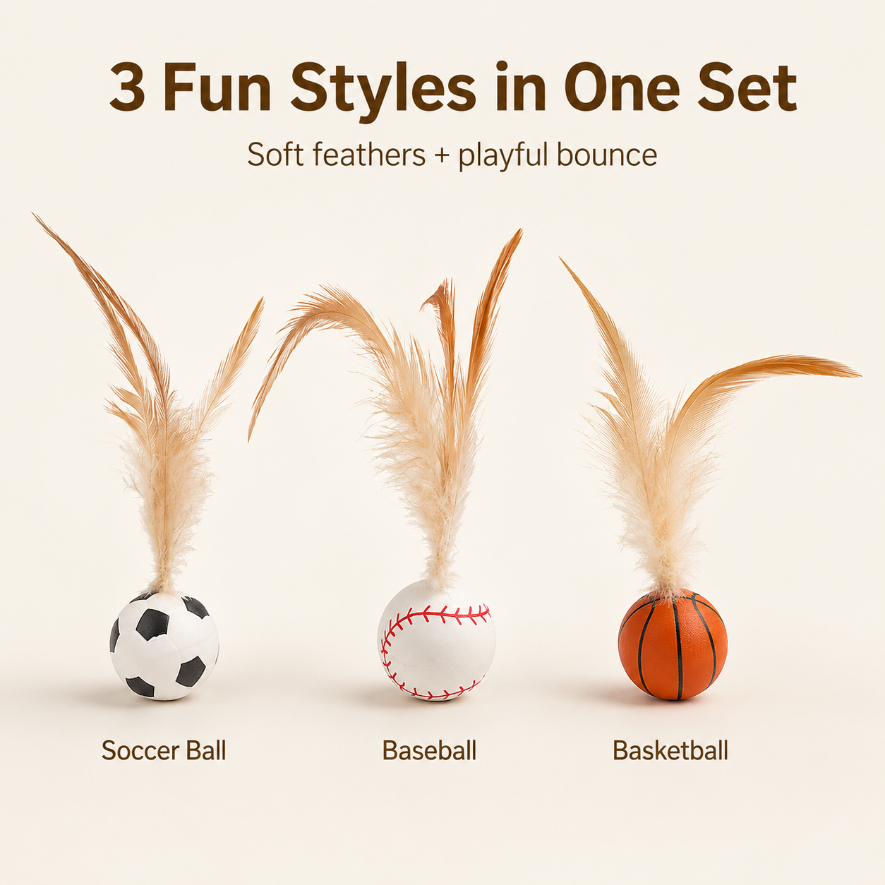 3-Piece Cat Teaser Toy Set