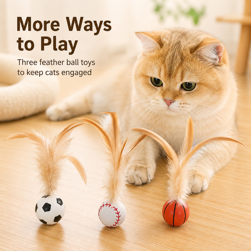 3-Piece Cat Teaser Toy Set
