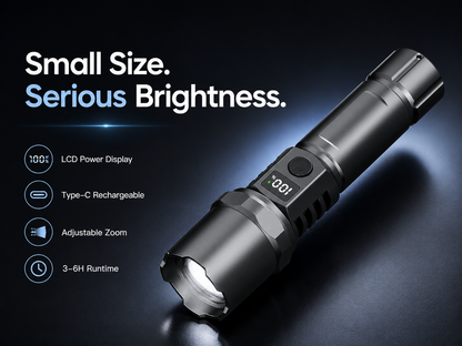 Rechargeable LCD Zoom Flashlight