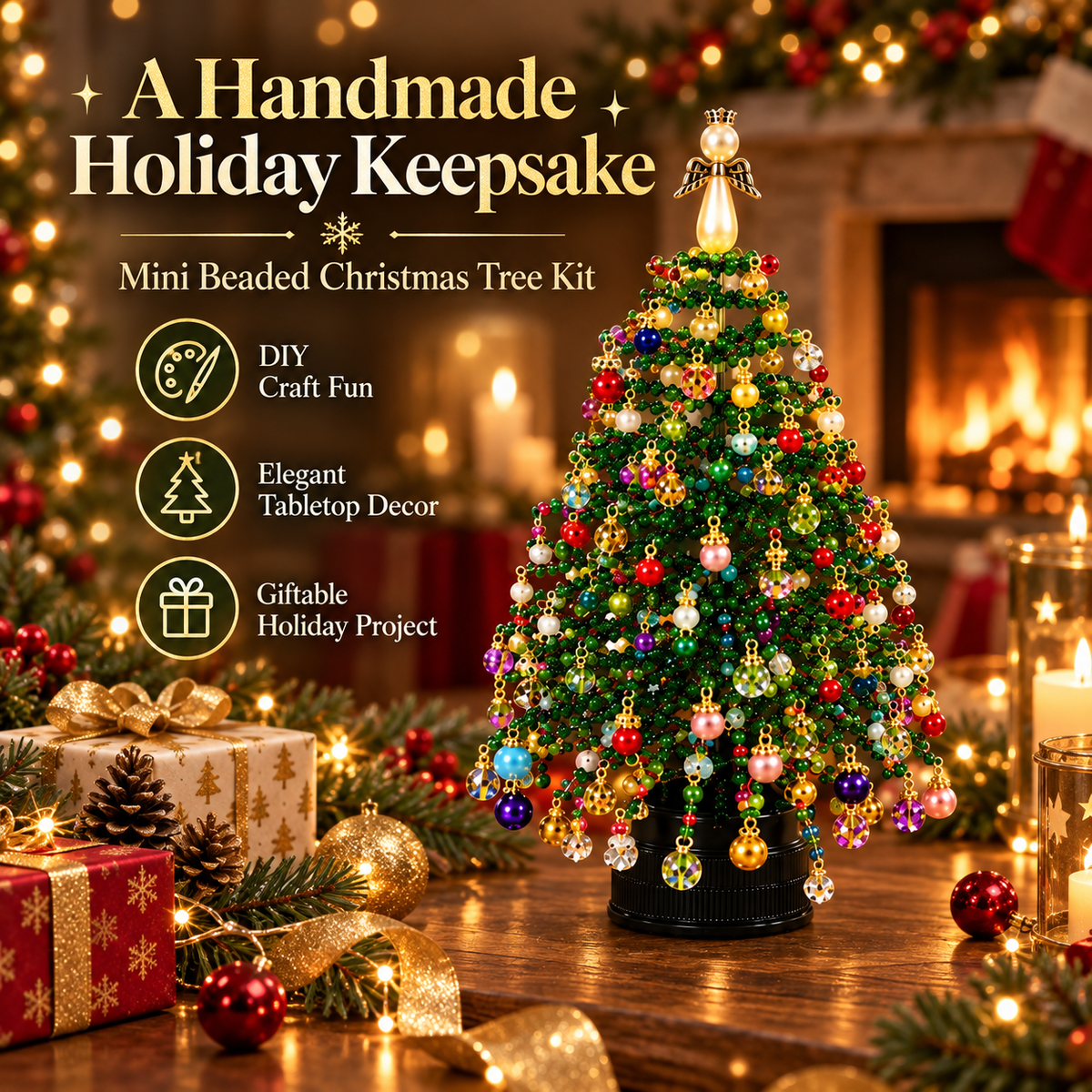 🎄DIY Beaded ChristmasTree Kit- Create Your OwnSparkling Holiday Decoration