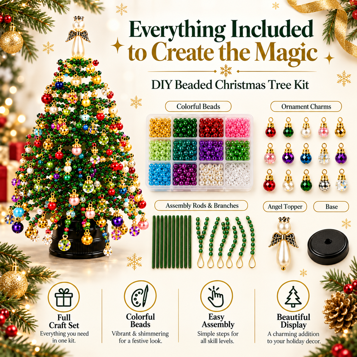 🎄DIY Beaded ChristmasTree Kit- 🎅Create Your OwnSparkling Holiday Decoration