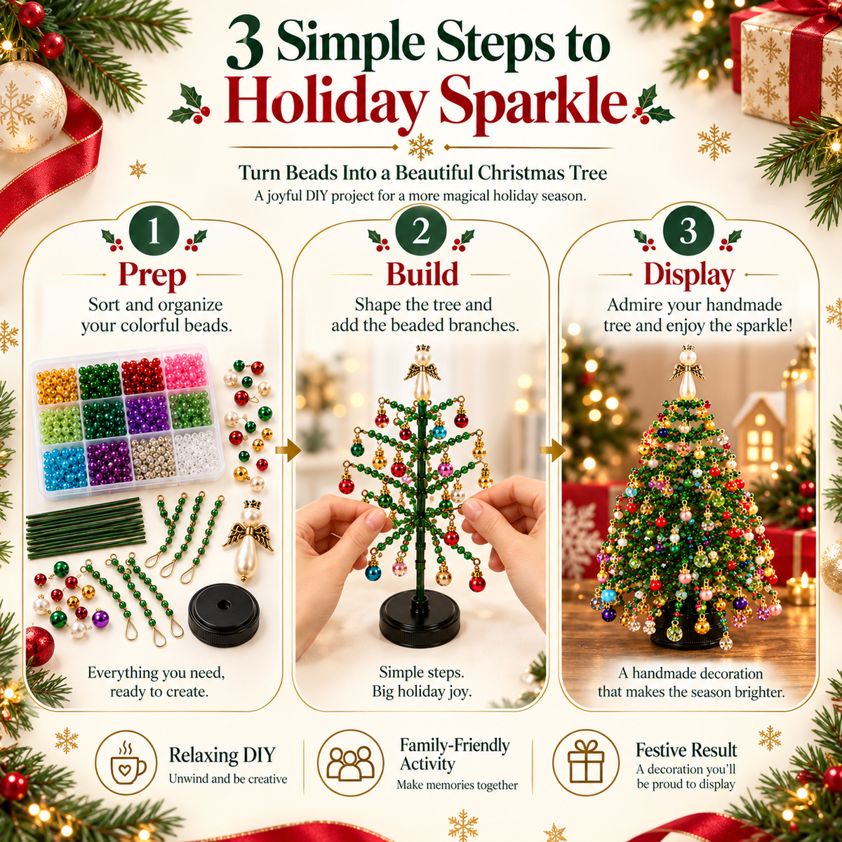 🎄DIY Beaded ChristmasTree Kit- 🎅Create Your OwnSparkling Holiday Decoration