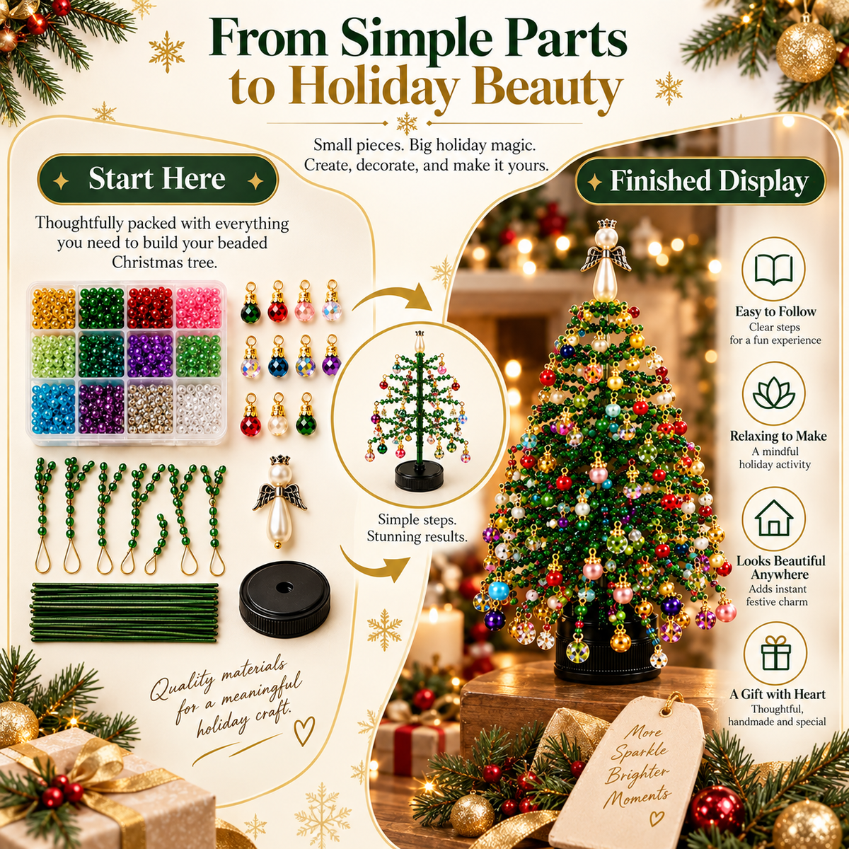 🎄DIY Beaded ChristmasTree Kit- Create Your OwnSparkling Holiday Decoration