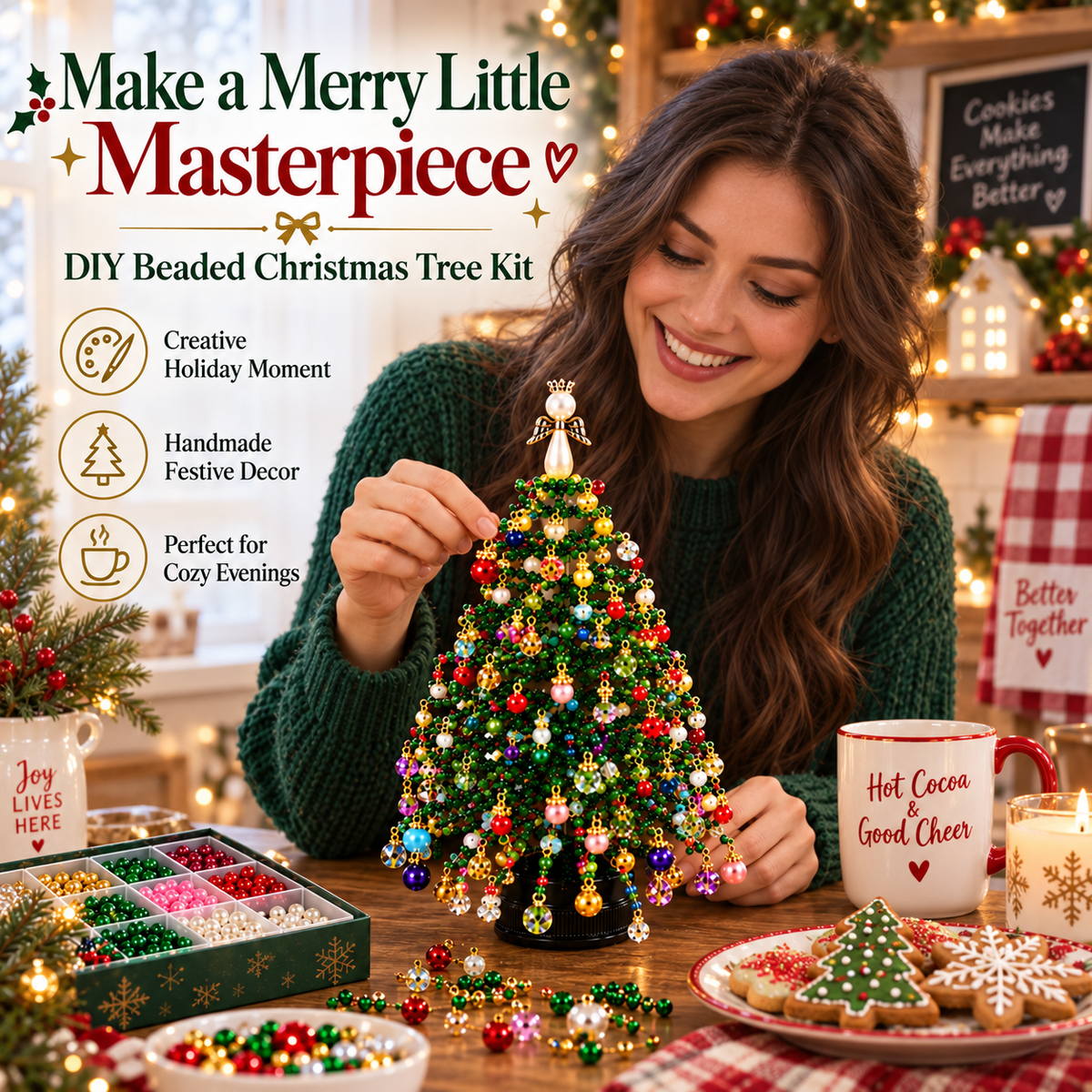 🎄DIY Beaded ChristmasTree Kit- 🎅Create Your OwnSparkling Holiday Decoration