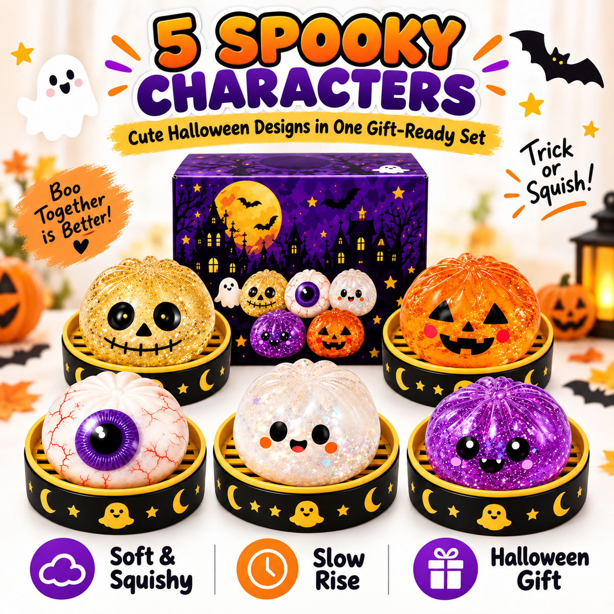 🔥Halloween Mystery Squishy Toys - 🎃Collect All 5 Spooky Designs!