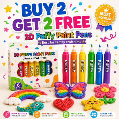 🔥 Last Chance — Buy 1 Get 1 FREE 🔥 3D Puffy Paint Pens – Turn Simple Drawings Into Raised, Touchable Art ✨