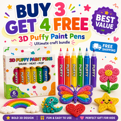 🔥 Last Chance — Buy 1 Get 1 FREE 🔥 3D Puffy Paint Pens – Turn Simple Drawings Into Raised, Touchable Art ✨